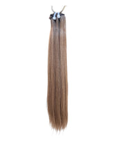 Extensions Cheveux Lisses NahaHair – Méché Brun #8/18, 100 % cheveux humains, texture premium
